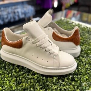 Alexander McQueen Cream and Brown Sneakers